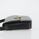 CELINE Circle Shoulder Bag Leather Black Gold Auth 193810V-4