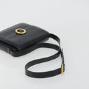 CELINE Circle Shoulder Bag Leather Black Gold Auth 193810V-7
