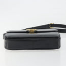 CELINE Circle Shoulder Bag Leather Black Gold Auth 193810V-5