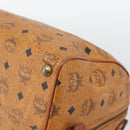 MCM Logogram Vicetos Boston Bag PVC Leather Brown Gold Auth 193811-9