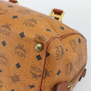 MCM Logogram Vicetos Boston Bag PVC Leather Brown Gold Auth 193811-15