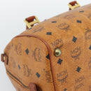 MCM Logogram Vicetos Boston Bag PVC Leather Brown Gold Auth 193811-13