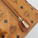 MCM Logogram Vicetos Boston Bag PVC Leather Brown Gold Auth 193811-14