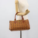 MCM Logogram Vicetos Boston Bag PVC Leather Brown Gold Auth 193811-22