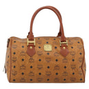 MCM Logogram Vicetos Boston Bag PVC Leather Brown Gold Auth 193811-13