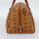 MCM Logogram Vicetos Boston Bag PVC Leather Brown Gold Auth 193811-3