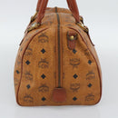 MCM Logogram Vicetos Boston Bag PVC Leather Brown Gold Auth 193811-5