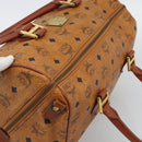 MCM Logogram Vicetos Boston Bag PVC Leather Brown Gold Auth 193811-6