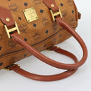 MCM Logogram Vicetos Boston Bag PVC Leather Brown Gold Auth 193811-7