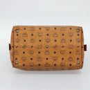 MCM Logogram Vicetos Boston Bag PVC Leather Brown Gold Auth 193811-5