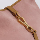 GUCCI Bamboo Jackie Shoulder Bag Suede Pink Gold 001 4060 Auth 193813V-10