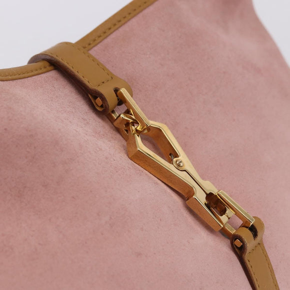 GUCCI Bamboo Jackie Shoulder Bag Suede Pink Gold 001 4060 Auth 193813V