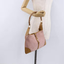 GUCCI Bamboo Jackie Shoulder Bag Suede Pink Gold 001 4060 Auth 193813V-22
