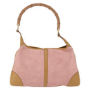 GUCCI Bamboo Jackie Shoulder Bag Suede Pink Gold 001 4060 Auth 193813V-2