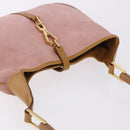 GUCCI Bamboo Jackie Shoulder Bag Suede Pink Gold 001 4060 Auth 193813V-6