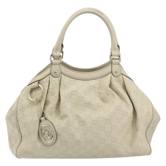GUCCI GG Canvas Guccissima Tote Bag Leather Ivory Gold 211944 Auth 193843V
