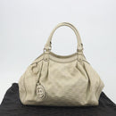 GUCCI GG Canvas Guccissima Tote Bag Leather Ivory Gold 211944 Auth 193843V-24