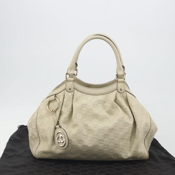 GUCCI GG Canvas Guccissima Tote Bag Leather Ivory Gold 211944 Auth 193843V