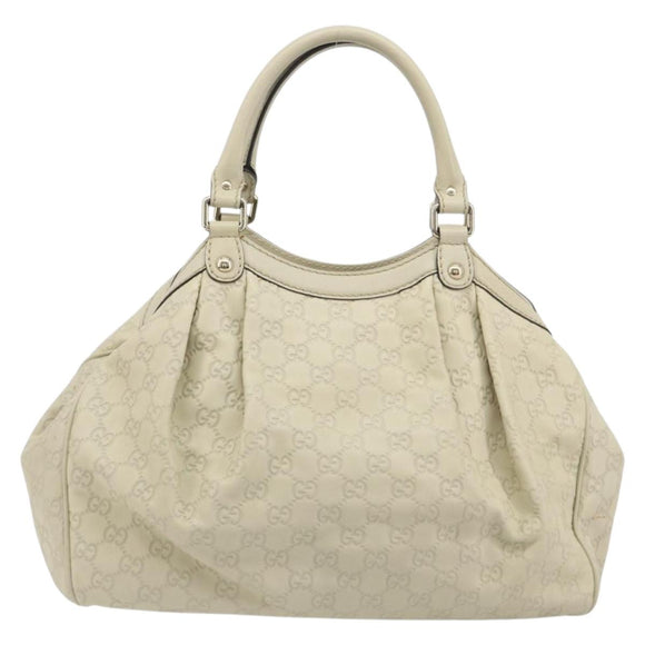 GUCCI GG Canvas Guccissima Tote Bag Leather Ivory Gold 211944 Auth 193843V