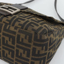 FENDI Zucca Canvas Mamma Baguette Shoulder Bag Brown Black Auth 193847V-14