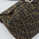 FENDI Zucca Canvas Mamma Baguette Shoulder Bag Brown Black Auth 193847V-15