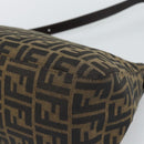 FENDI Zucca Canvas Mamma Baguette Shoulder Bag Brown Black Auth 193847V-16