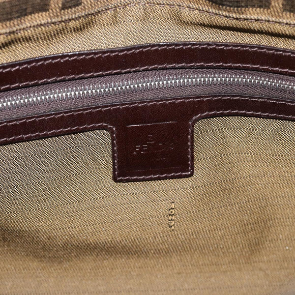 FENDI Zucca Canvas Mamma Baguette Shoulder Bag Brown Black Auth 193847V
