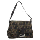 FENDI Zucca Canvas Mamma Baguette Shoulder Bag Brown Black Auth 193847V-1