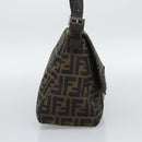 FENDI Zucca Canvas Mamma Baguette Shoulder Bag Brown Black Auth 193847V-3