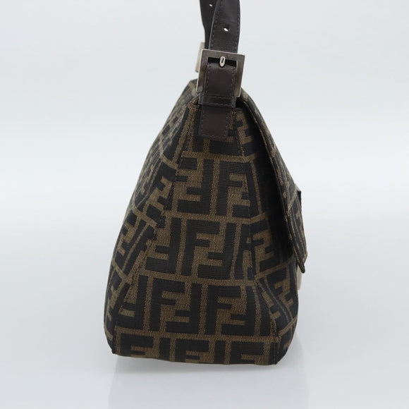 FENDI Zucca Canvas Mamma Baguette Shoulder Bag Brown Black Auth 193847V