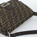FENDI Zucca Canvas Mamma Baguette Shoulder Bag Brown Black Auth 193847V-6