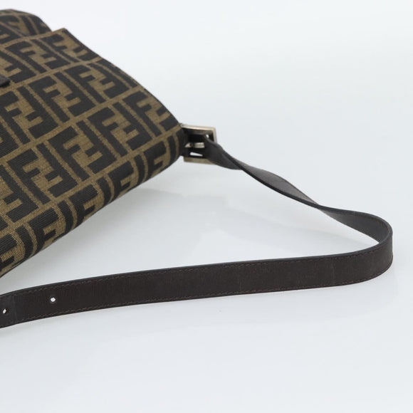 FENDI Zucca Canvas Mamma Baguette Shoulder Bag Brown Black Auth 193847V