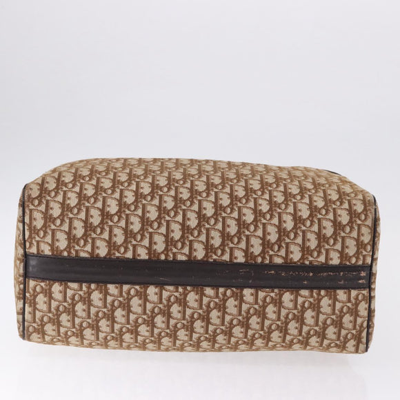 Christian Dior Trotter Canvas Boston Bag Beige Gold Auth 193848