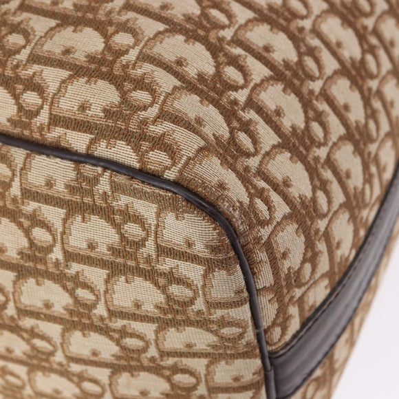 Christian Dior Trotter Canvas Boston Bag Beige Gold Auth 193848