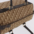 Christian Dior Trotter Canvas Boston Bag Beige Gold Auth 193848-6