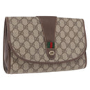 GUCCI GG Supreme Web Sherry Line Bag PVC Beige Gold 156 01 030 Auth 193851-1