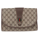 GUCCI GG Supreme Web Sherry Line Bag PVC Beige Gold 156 01 030 Auth 193851-13