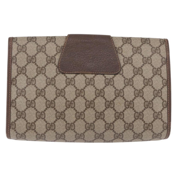 GUCCI GG Supreme Web Sherry Line Bag PVC Beige Gold 156 01 030 Auth 193851