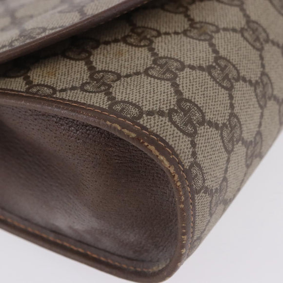 GUCCI GG Supreme Web Sherry Line Bag PVC Beige Gold 156 01 030 Auth 193851