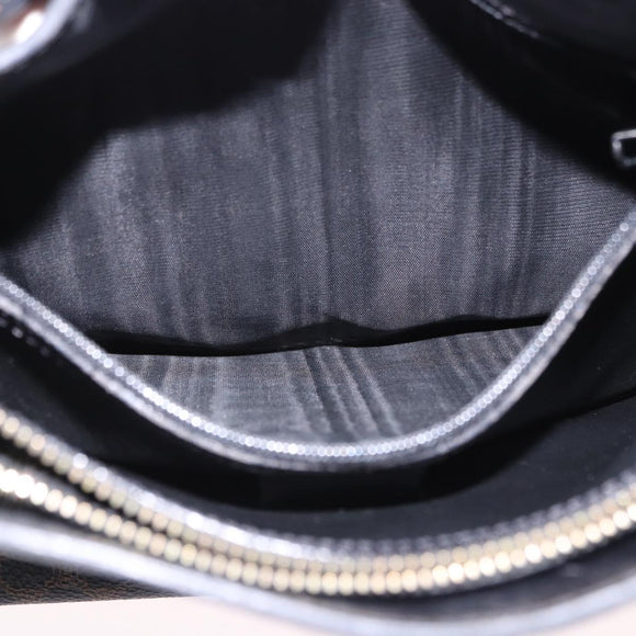CELINE Macadam Canvas Shoulder Bag PVC Leather Black Gold Auth 193854