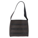 CELINE Macadam Canvas Shoulder Bag PVC Leather Black Gold Auth 193854-13