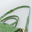 PRADA Hand Bag Patent Leather 2way Green Gold Auth 193855A-15