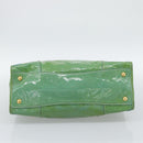 PRADA Hand Bag Patent Leather 2way Green Gold Auth 193855A-5