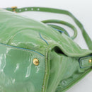 PRADA Hand Bag Patent Leather 2way Green Gold Auth 193855A-16