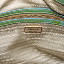 PRADA Hand Bag Patent Leather 2way Green Gold Auth 193855A-21