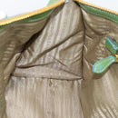 PRADA Hand Bag Patent Leather 2way Green Gold Auth 193855A-23