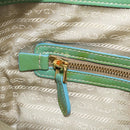 PRADA Hand Bag Patent Leather 2way Green Gold Auth 193855A-24