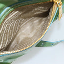 PRADA Hand Bag Patent Leather 2way Green Gold Auth 193855A-27