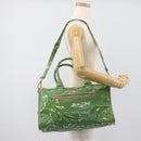 PRADA Hand Bag Patent Leather 2way Green Gold Auth 193855A-28