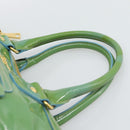 PRADA Hand Bag Patent Leather 2way Green Gold Auth 193855A-14